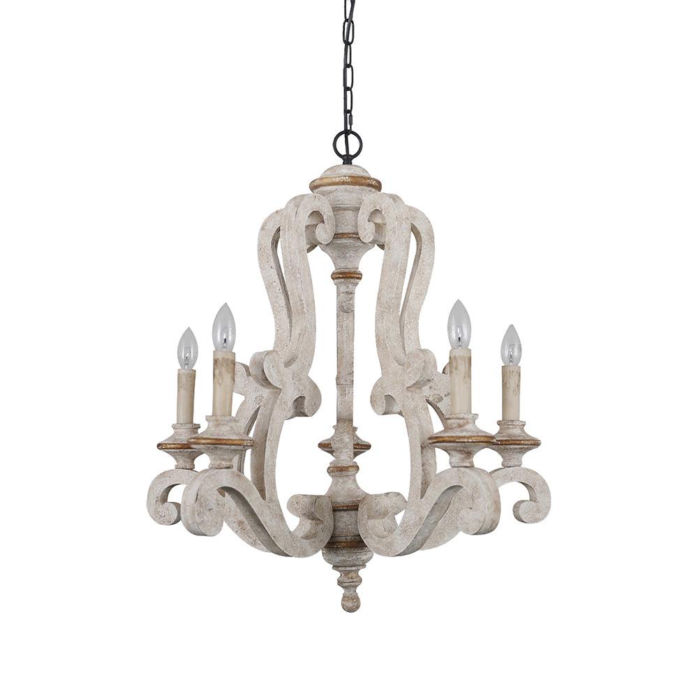Lustra Chandelier en Bois Bougie Mid-Century - Neutralighting