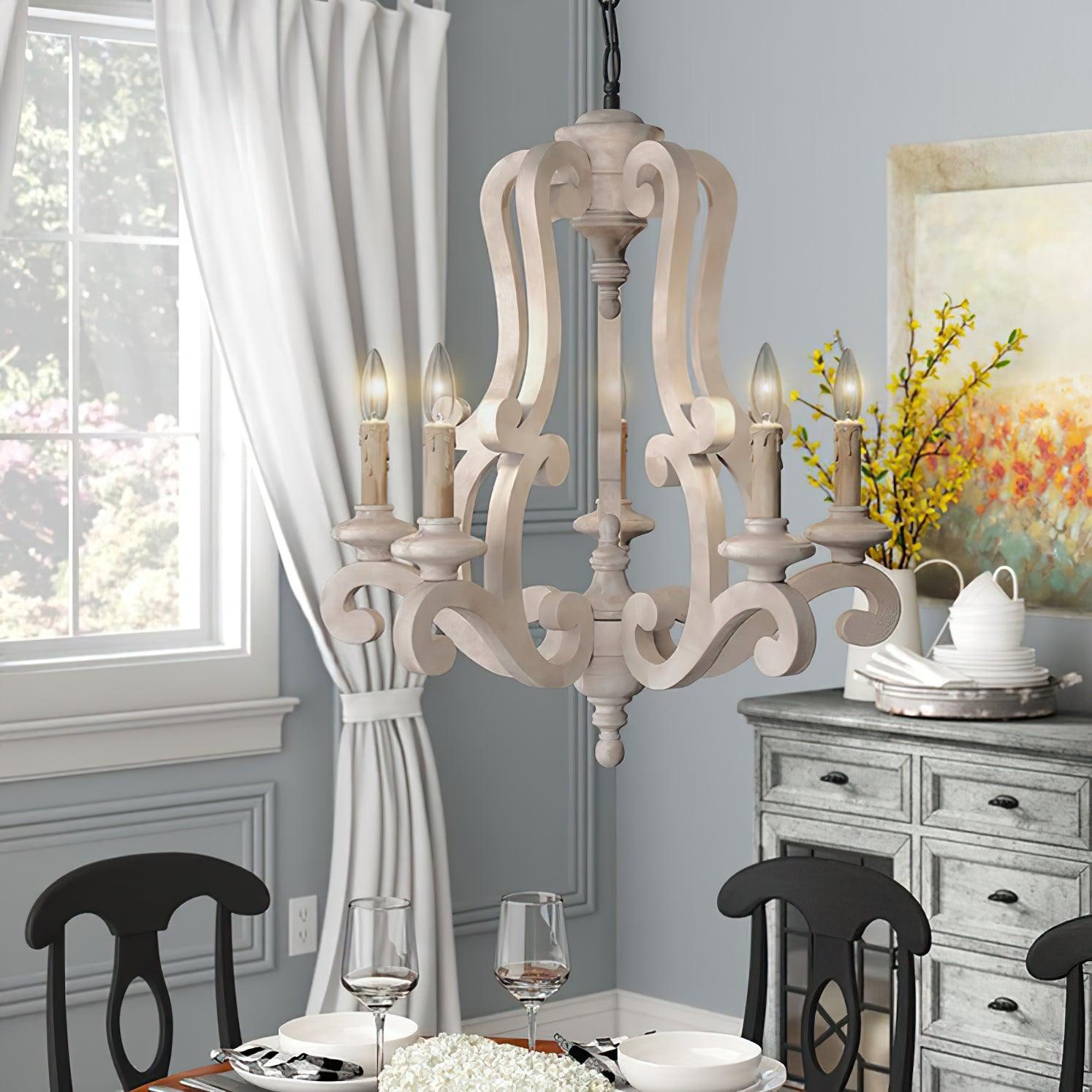 Lustra Chandelier en Bois Bougie Mid-Century - Neutralighting