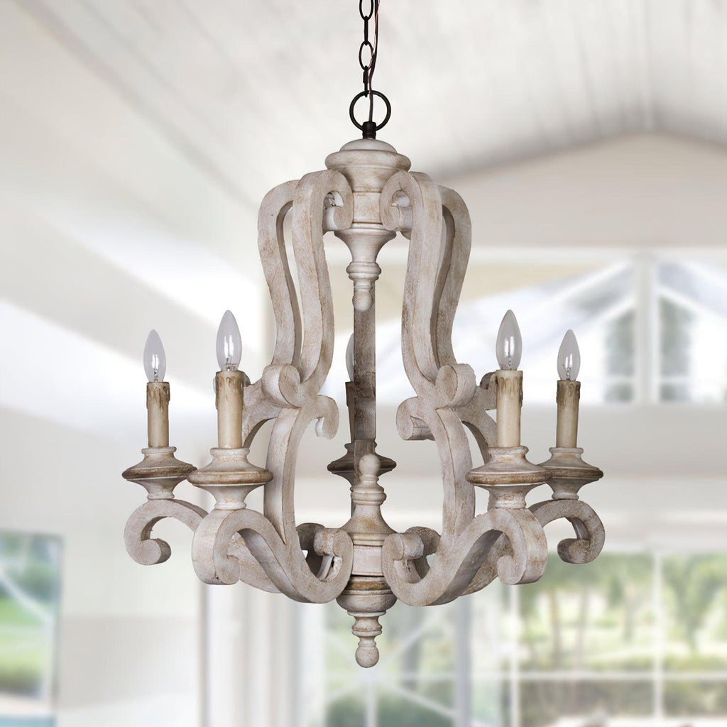Lustra Chandelier en Bois Bougie Mid-Century - Neutralighting