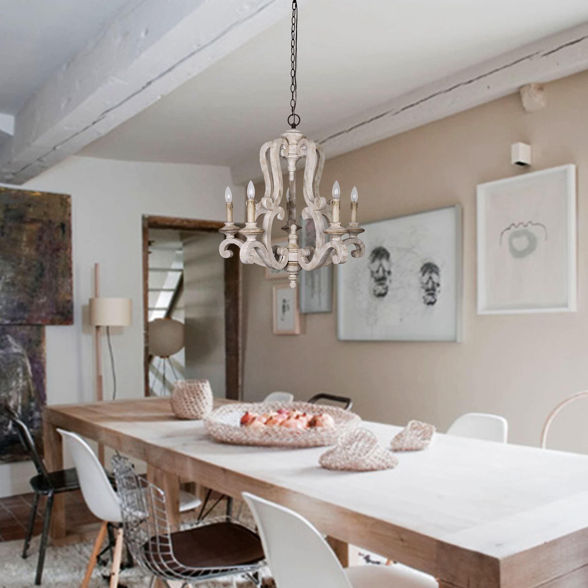Lustra Chandelier en Bois Bougie Mid-Century - Neutralighting
