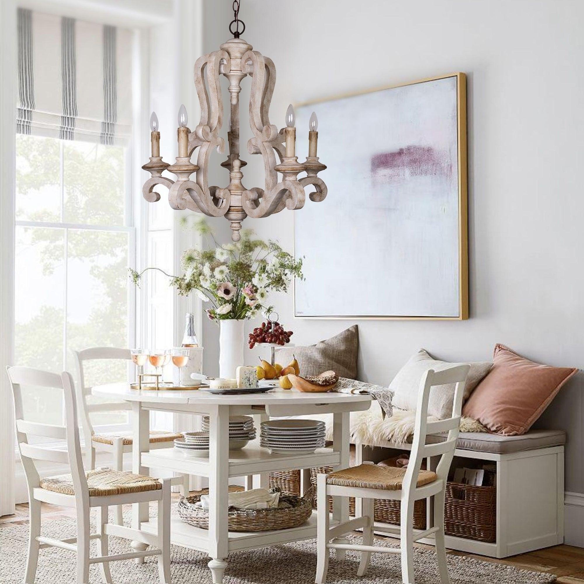 Lustra Chandelier en Bois Bougie Mid-Century - Neutralighting