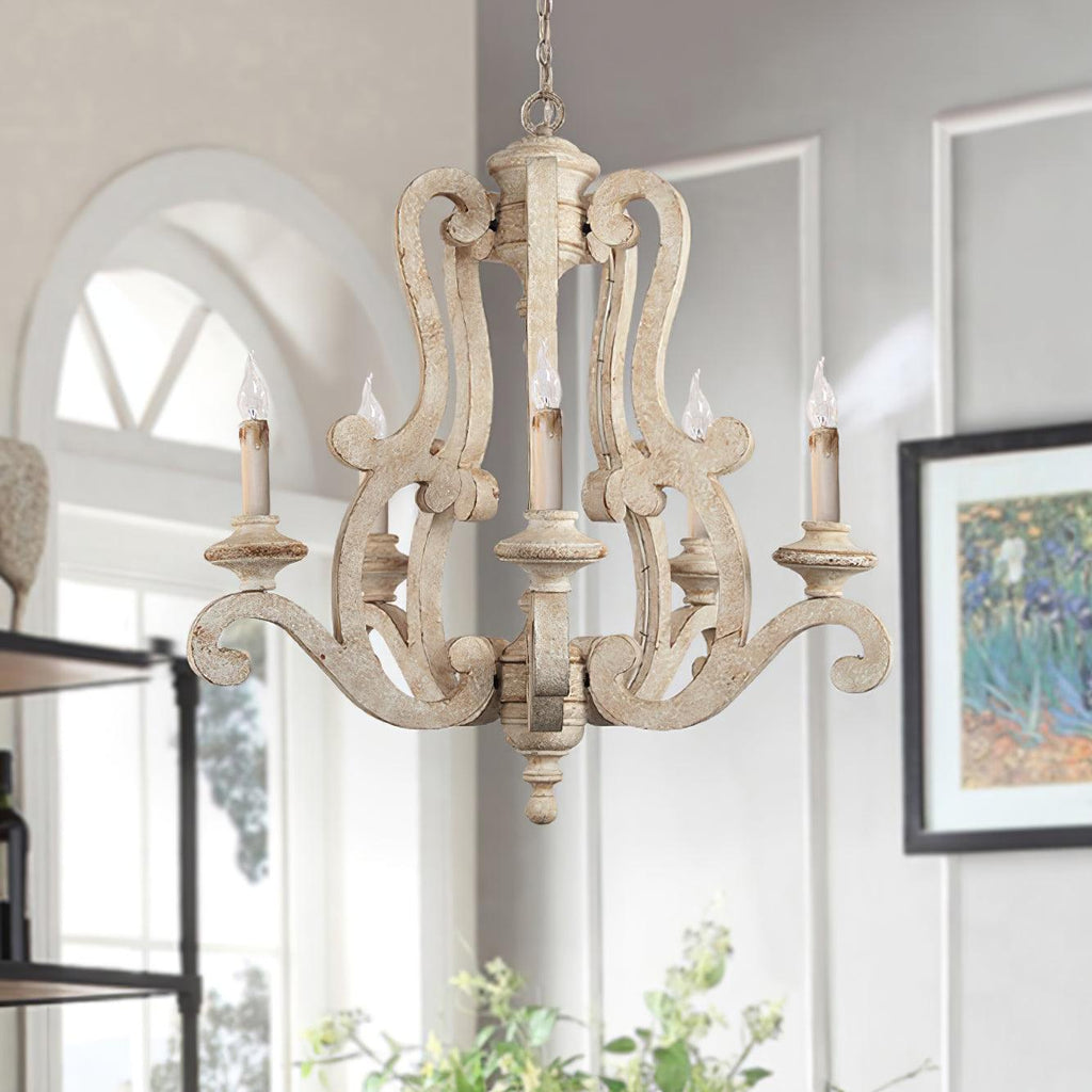 Lustra Chandelier en Bois Bougie Mid-Century - Neutralighting