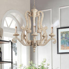 Lustra Chandelier en Bois Bougie Mid-Century - Neutralighting