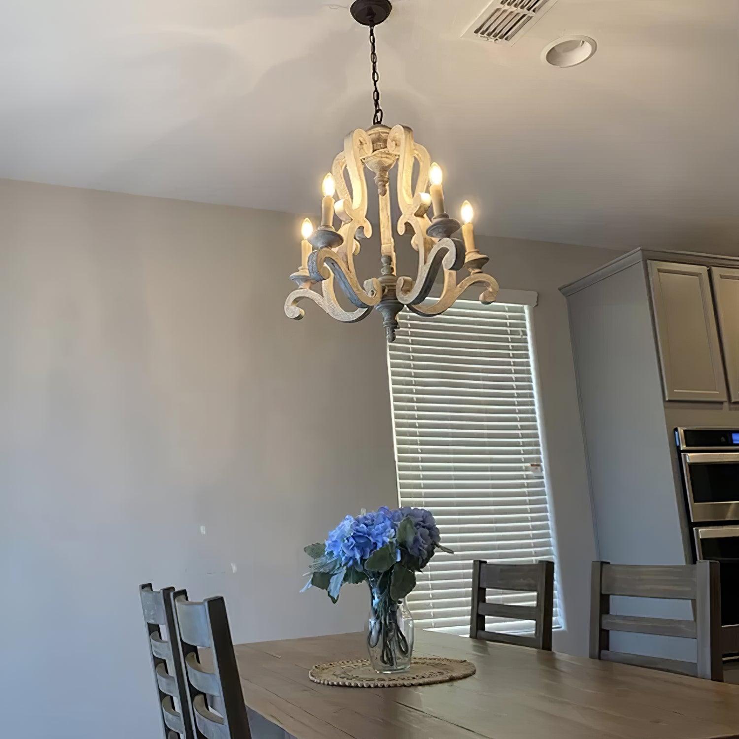 Lustra Chandelier en Bois Bougie Mid-Century - Neutralighting