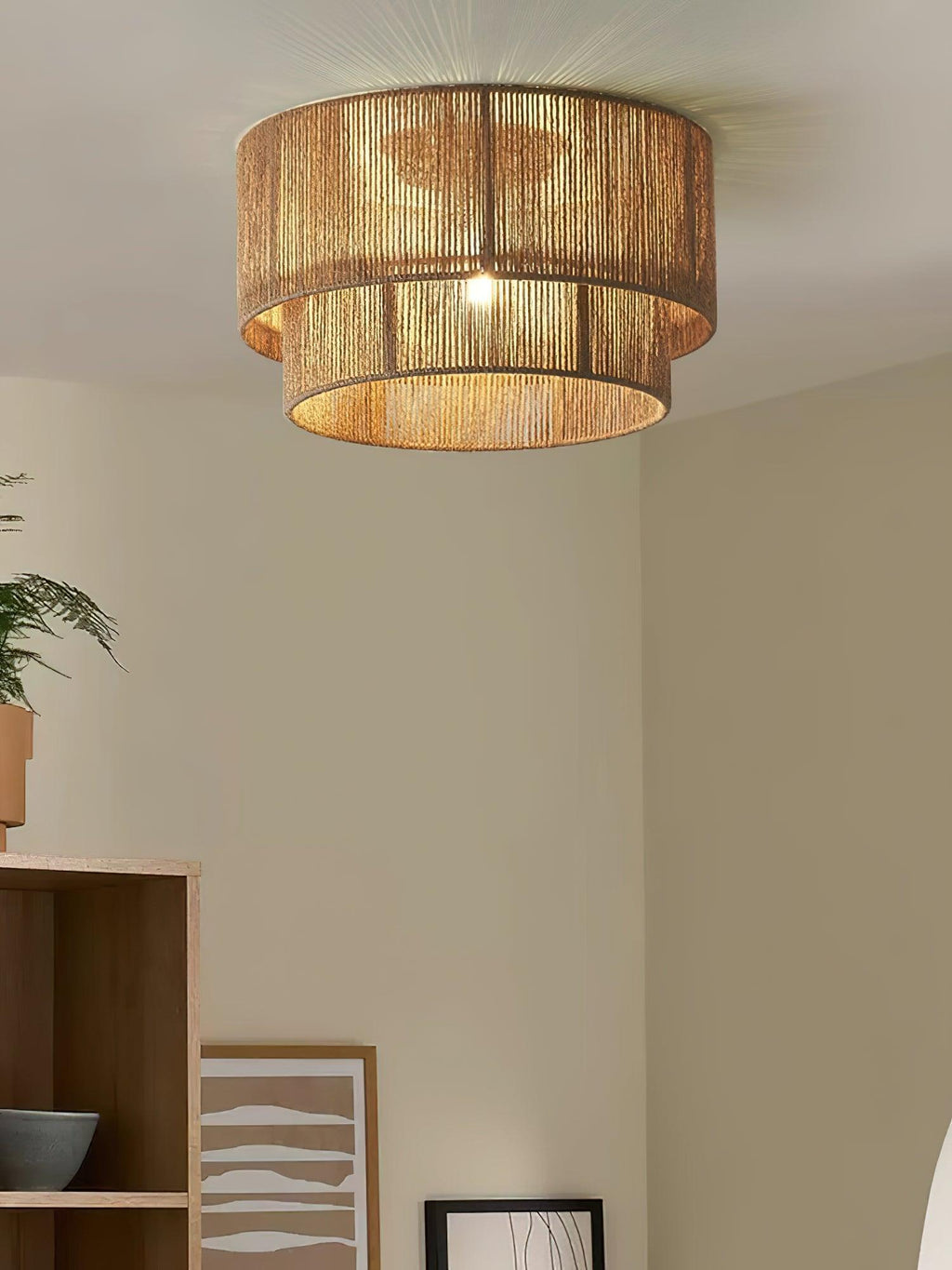 Casora Lampe de Plafond Classique Art en Corde Naturelle - Neutralighting