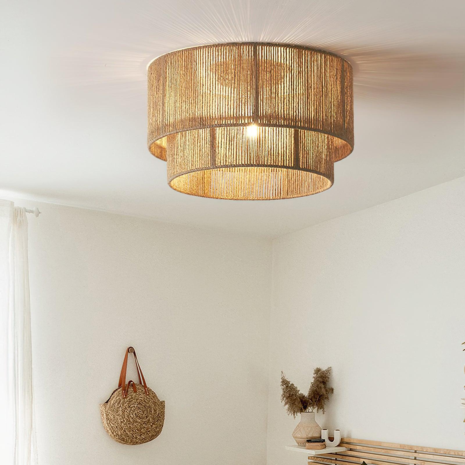 Casora Lampe de Plafond Classique Art en Corde Naturelle - Neutralighting
