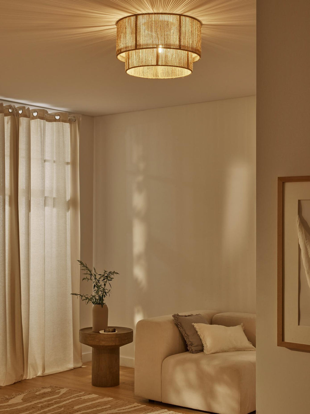 Casora Lampe de Plafond Classique Art en Corde Naturelle - Neutralighting