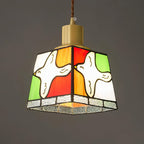 Suspension Lampe Colombe de la Paix Verre Mosaïque Laiton Artistique Tranquille - Neutralighting