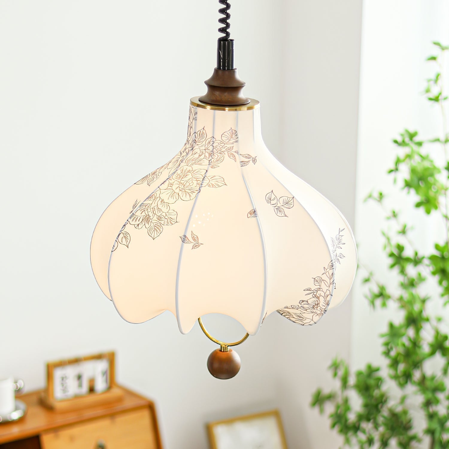 Lustra Lampe Pendante Lanterne en Tissu Poire pour Salon - Neutralighting