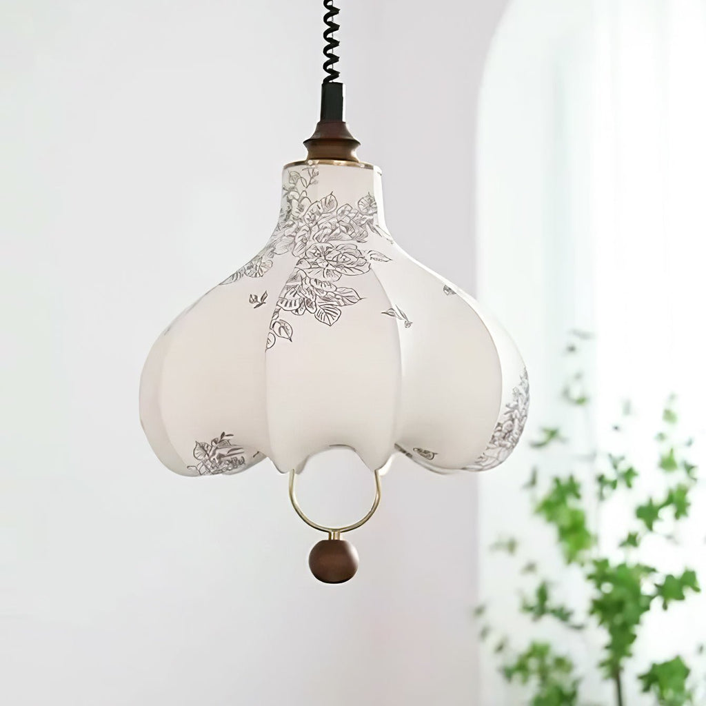 Lustra Lampe Pendante Lanterne en Tissu Poire pour Salon - Neutralighting