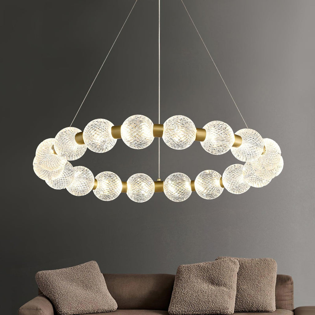 Lustra Chandelier Élégant Anneau en Perle Dorée - Neutralighting