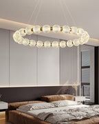 Lustra Chandelier Élégant Anneau en Perle Dorée - Neutralighting