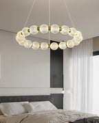 Lustra Chandelier Élégant Anneau en Perle Dorée - Neutralighting