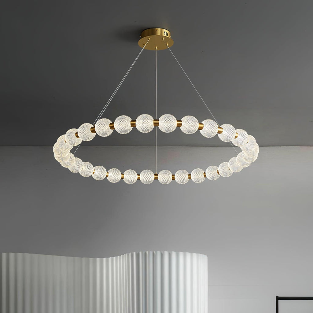 Lustra Chandelier Élégant Anneau en Perle Dorée - Neutralighting