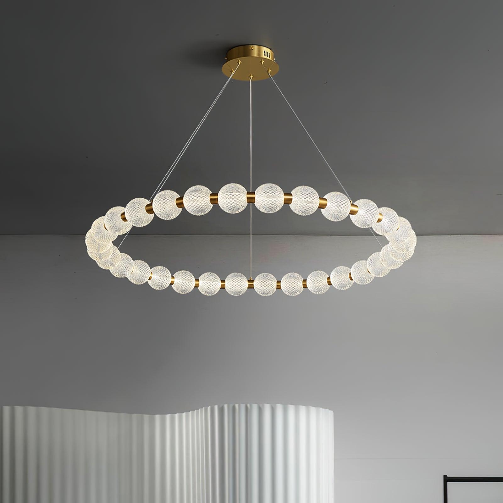 Lustra Chandelier Élégant Anneau en Perle Dorée - Neutralighting