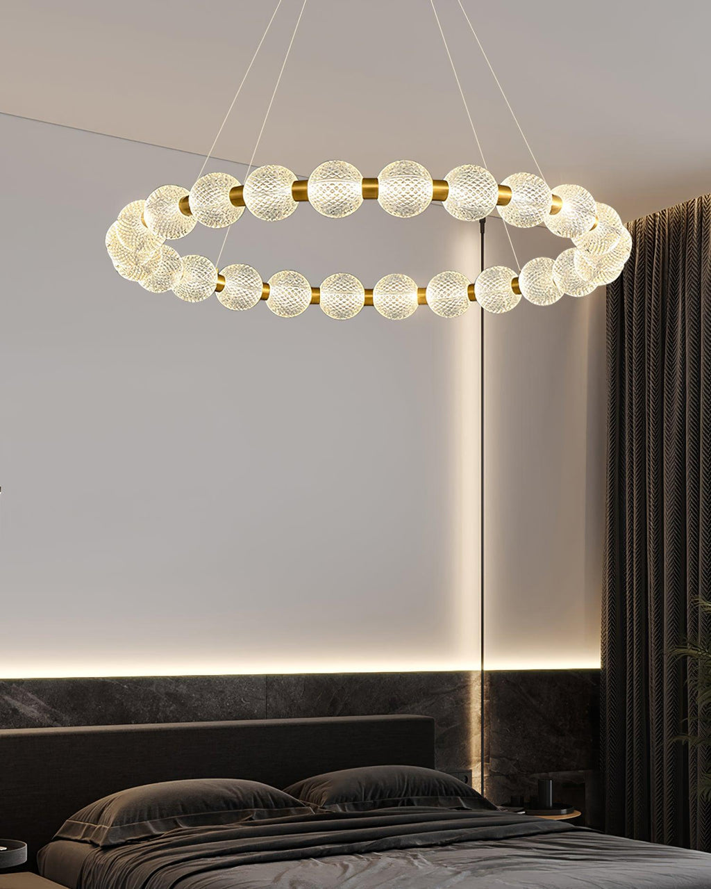 Lustra Chandelier Élégant Anneau en Perle Dorée - Neutralighting