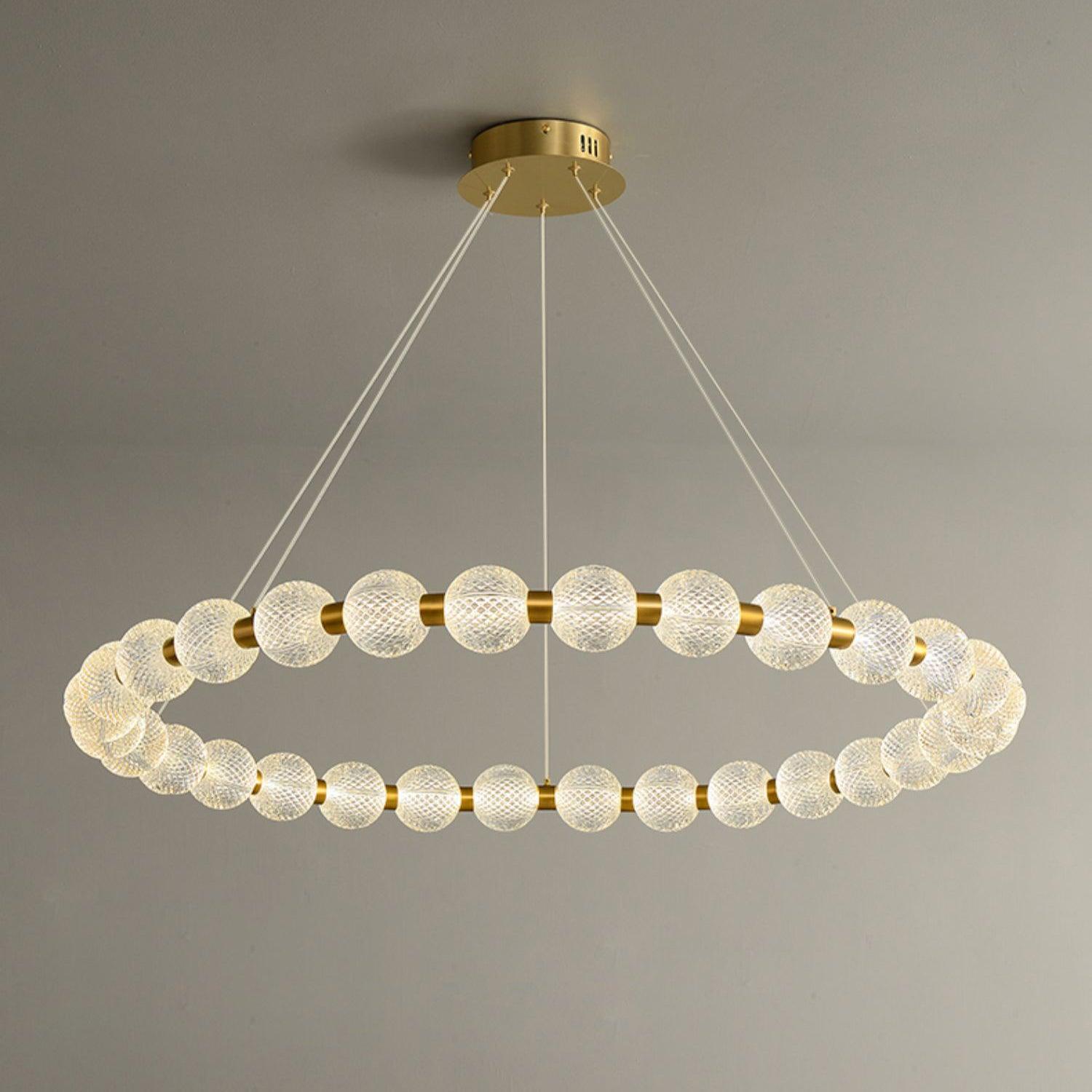 Lustra Chandelier Élégant Anneau en Perle Dorée - Neutralighting