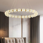 Lustra Chandelier Élégant Anneau en Perle Dorée - Neutralighting