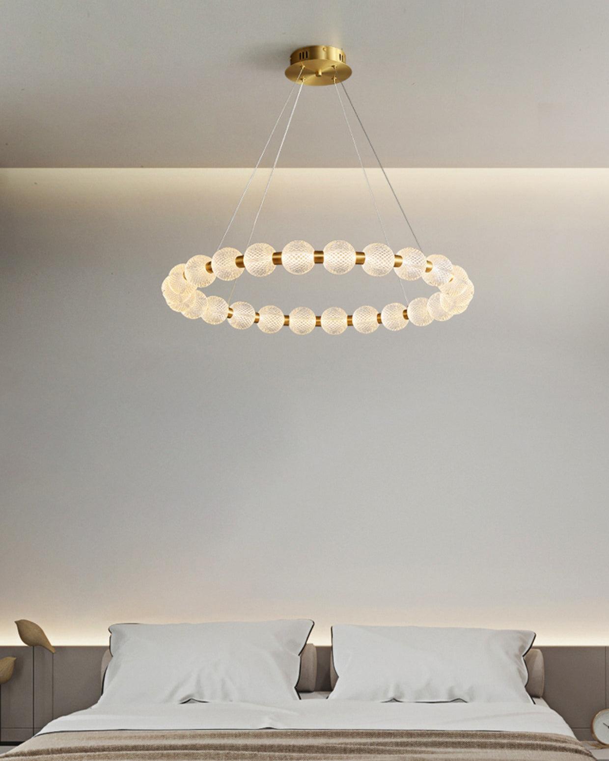 Lustra Chandelier Élégant Anneau en Perle Dorée - Neutralighting