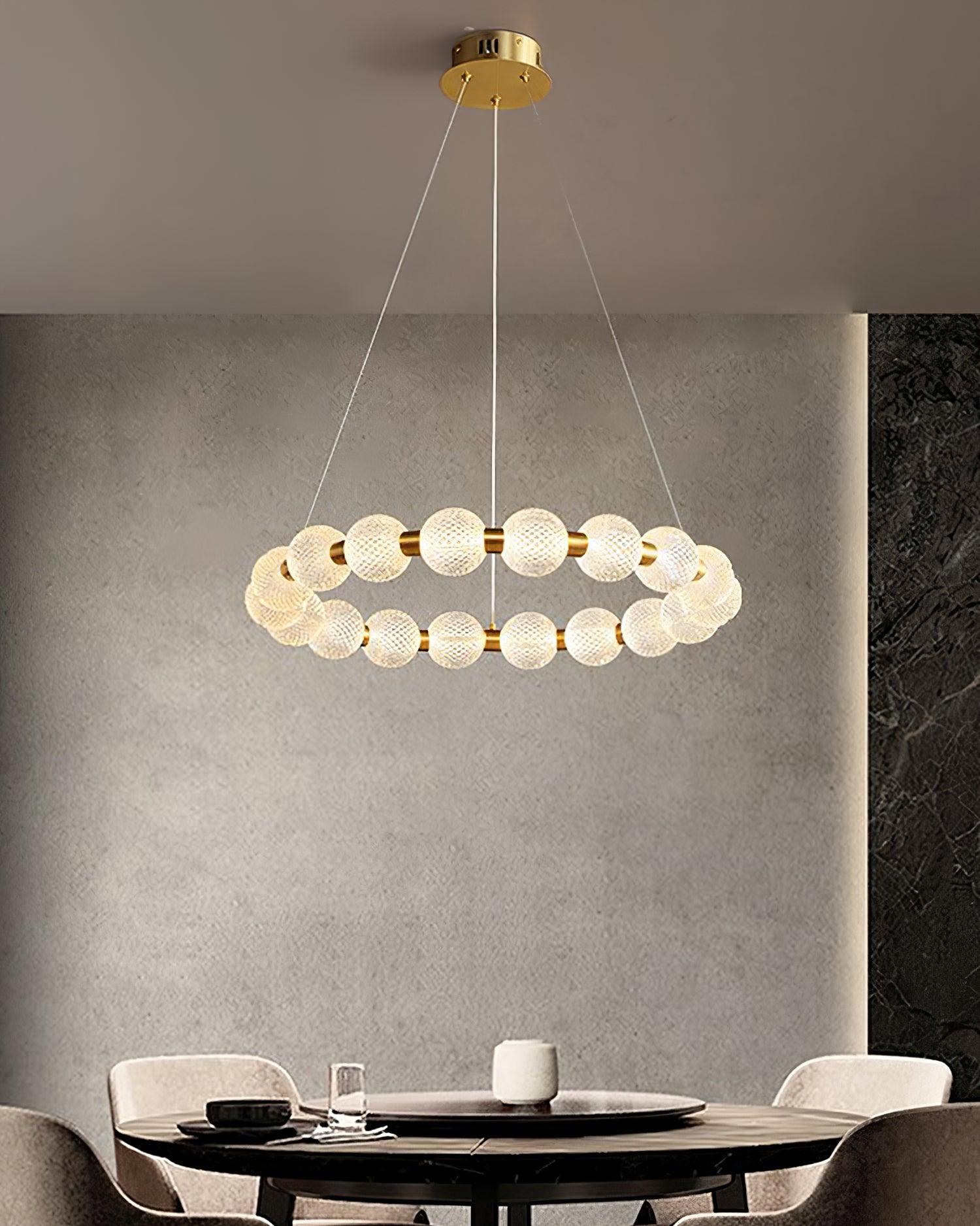 Lustra Chandelier Élégant Anneau en Perle Dorée - Neutralighting