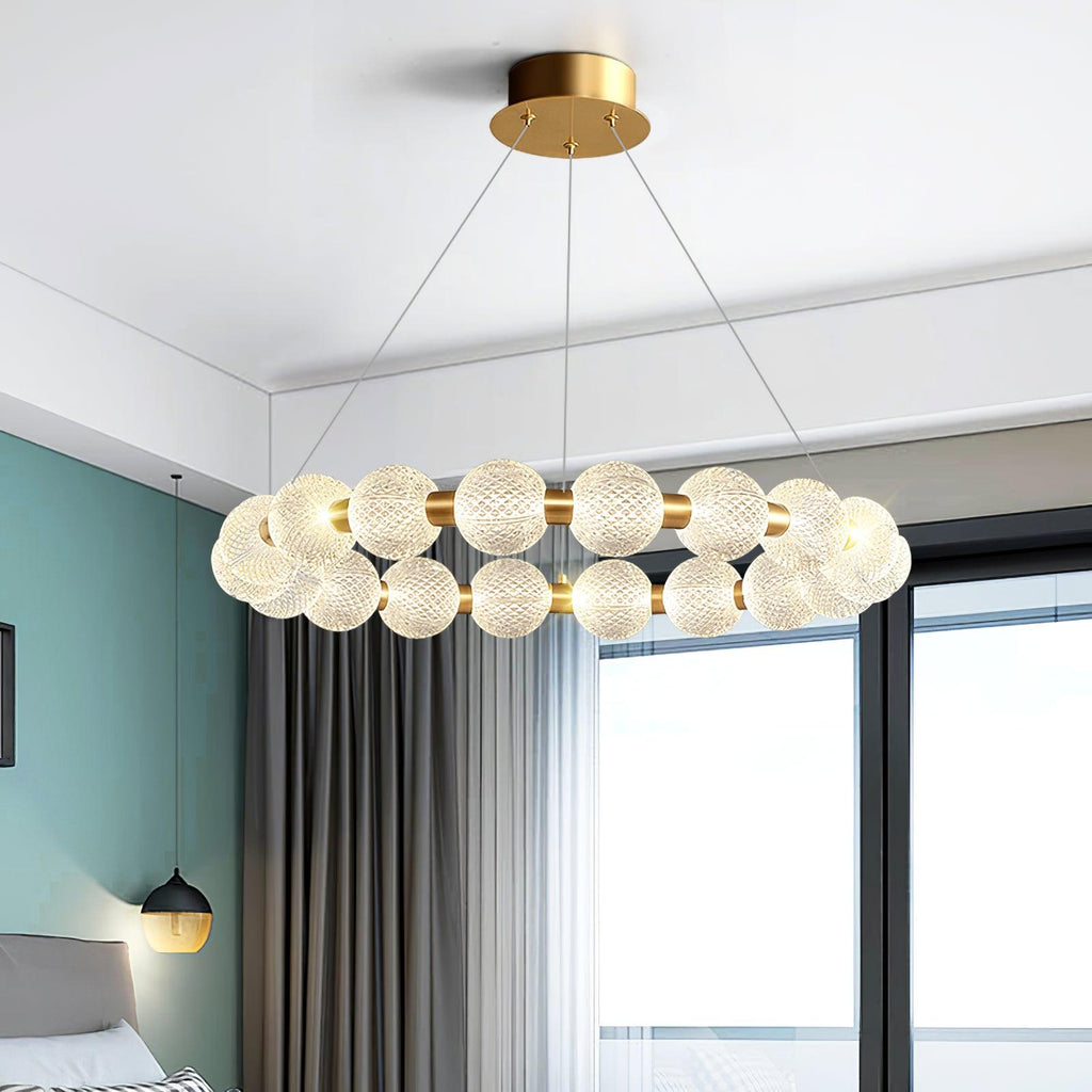 Lustra Chandelier Élégant Anneau en Perle Dorée - Neutralighting
