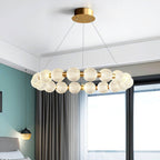 Lustra Chandelier Élégant Anneau en Perle Dorée - Neutralighting