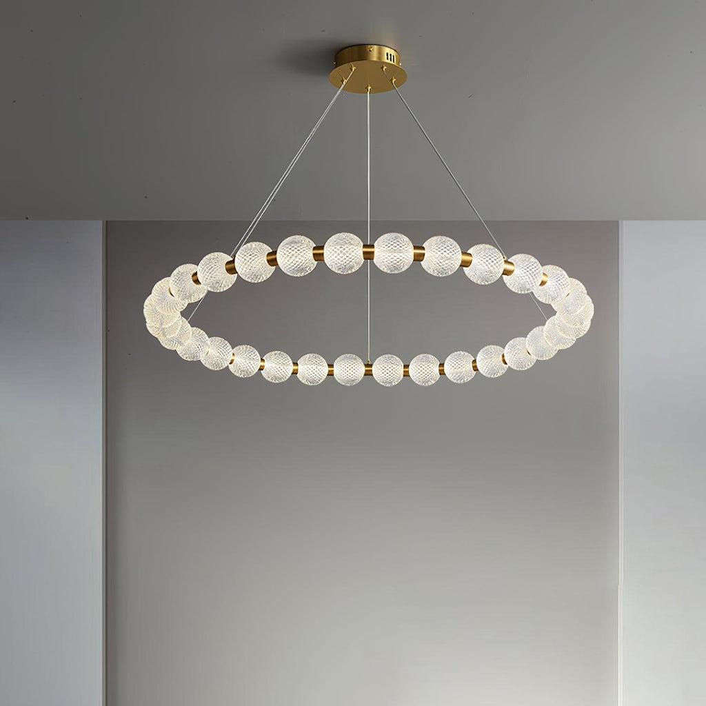 Lustra Chandelier Élégant Anneau en Perle Dorée - Neutralighting