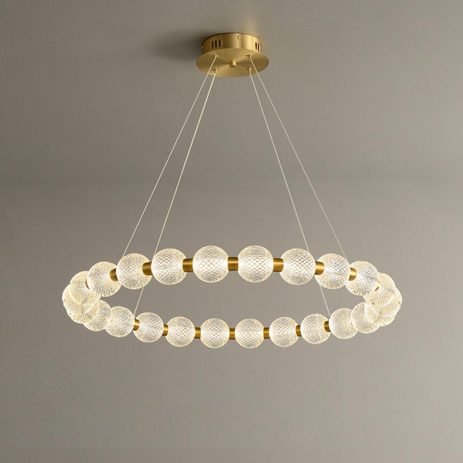Lustra Chandelier Élégant Anneau en Perle Dorée - Neutralighting