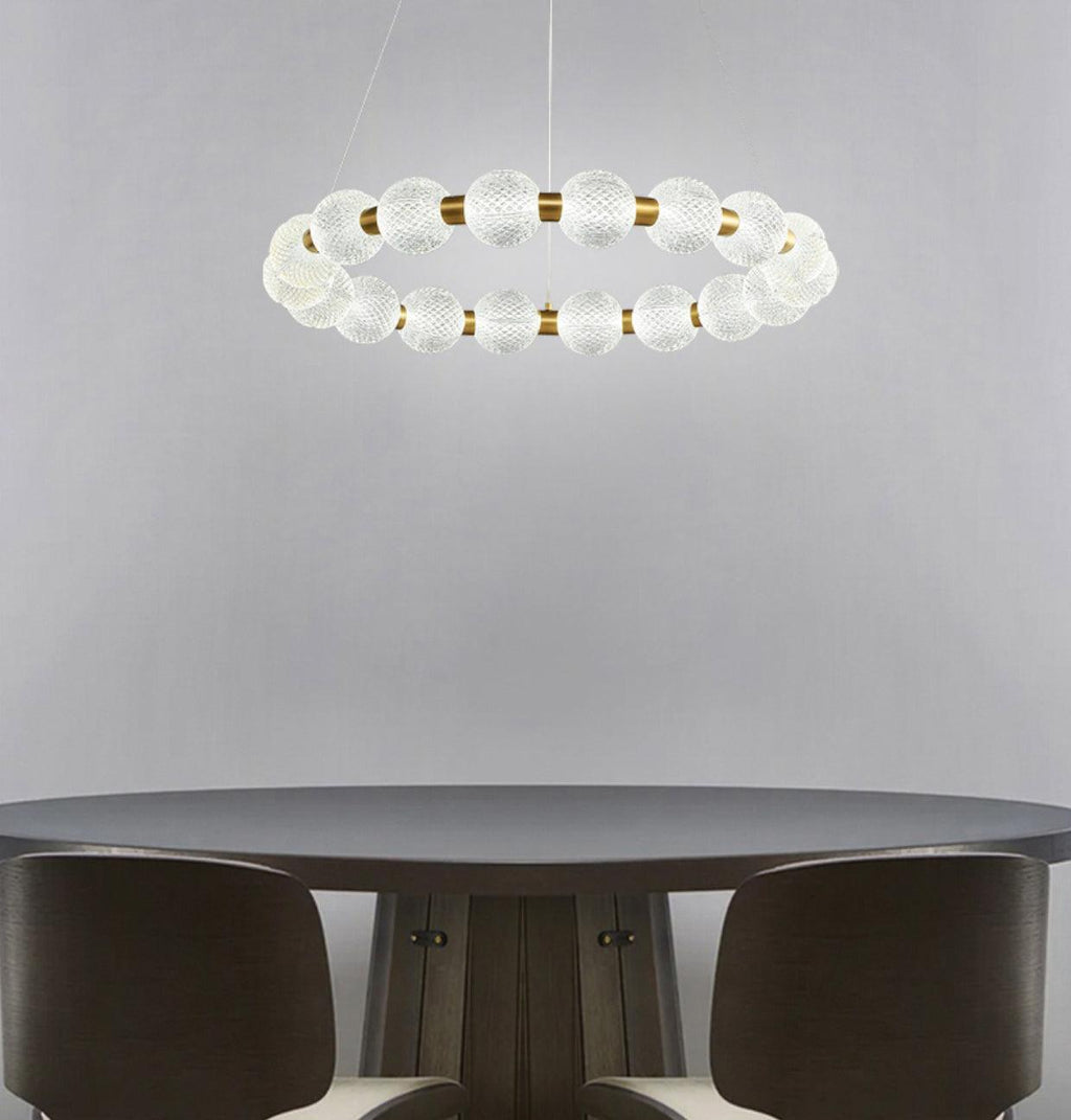 Lustra Chandelier Élégant Anneau en Perle Dorée - Neutralighting