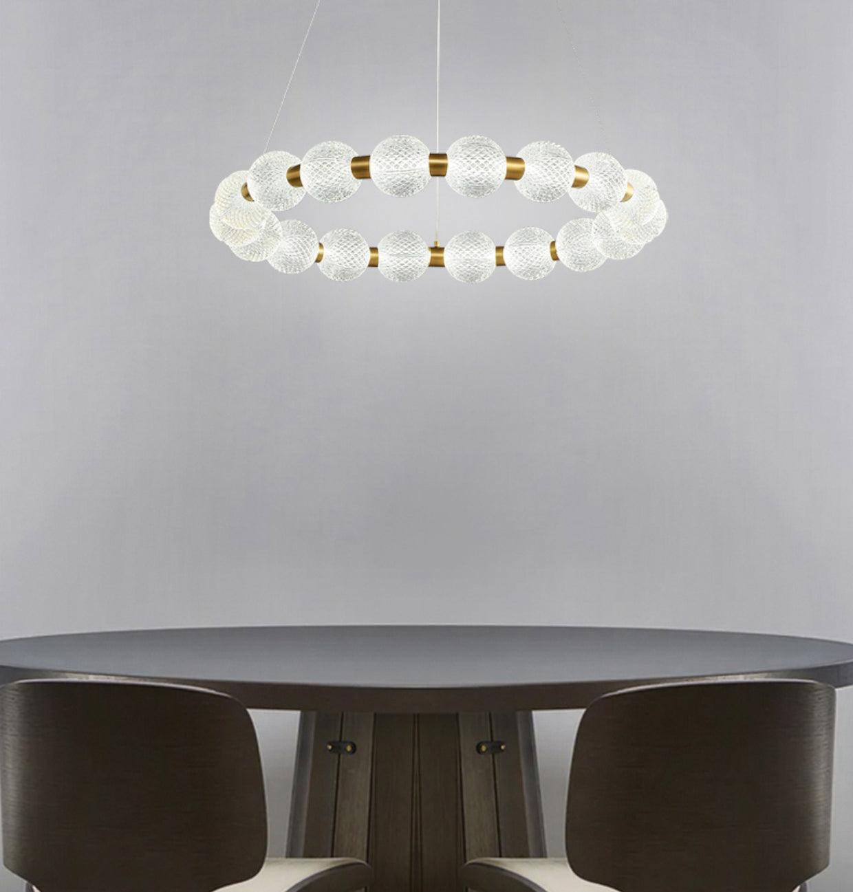 Lustra Chandelier Élégant Anneau en Perle Dorée - Neutralighting