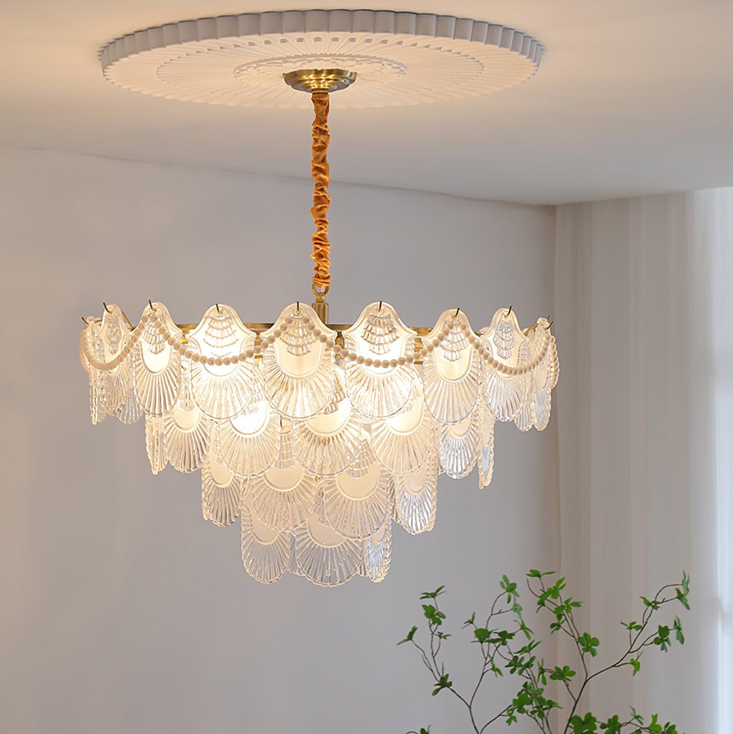 Lustra Chandelier Perle Verre Coquille - Neutralighting