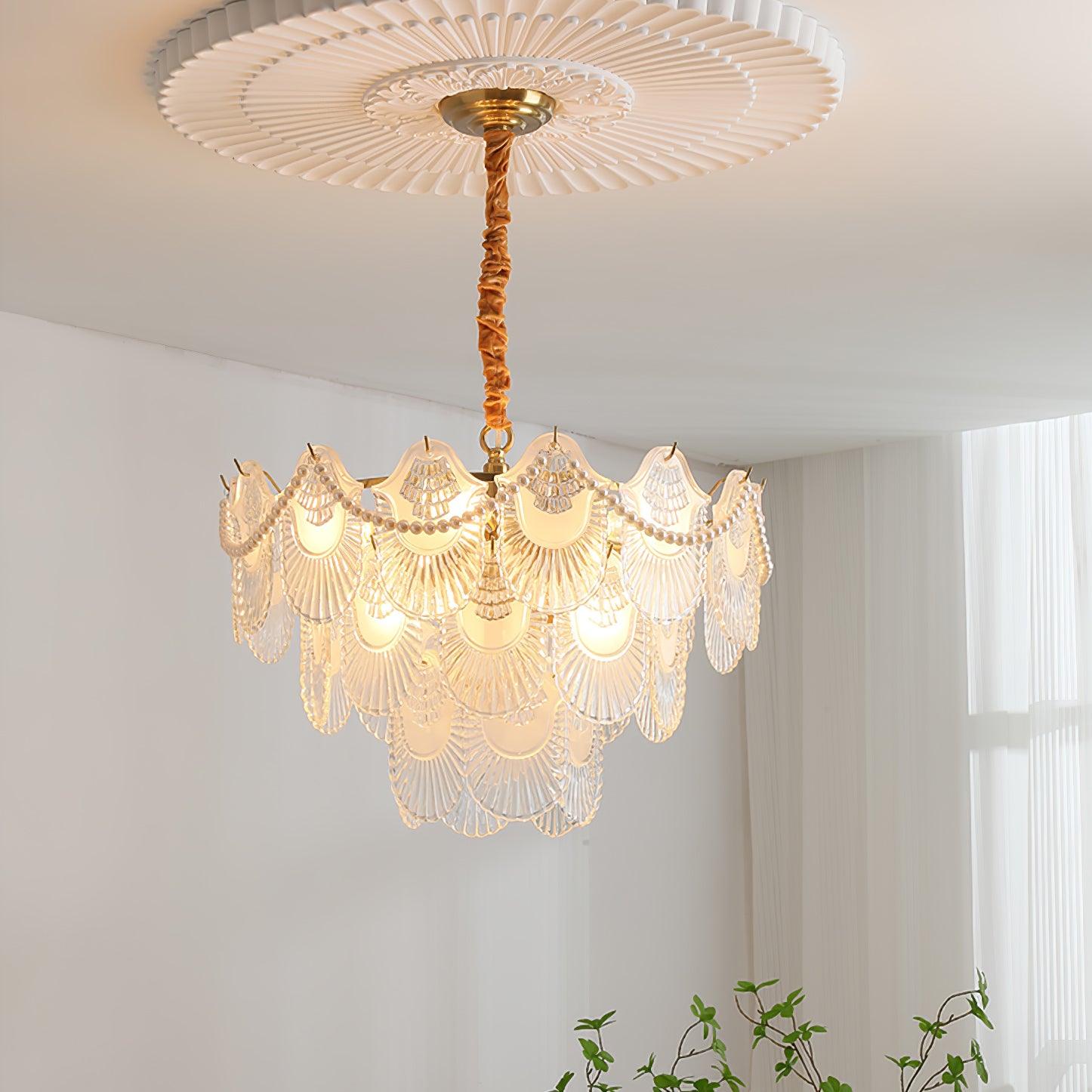 Lustra Chandelier Perle Verre Coquille - Neutralighting
