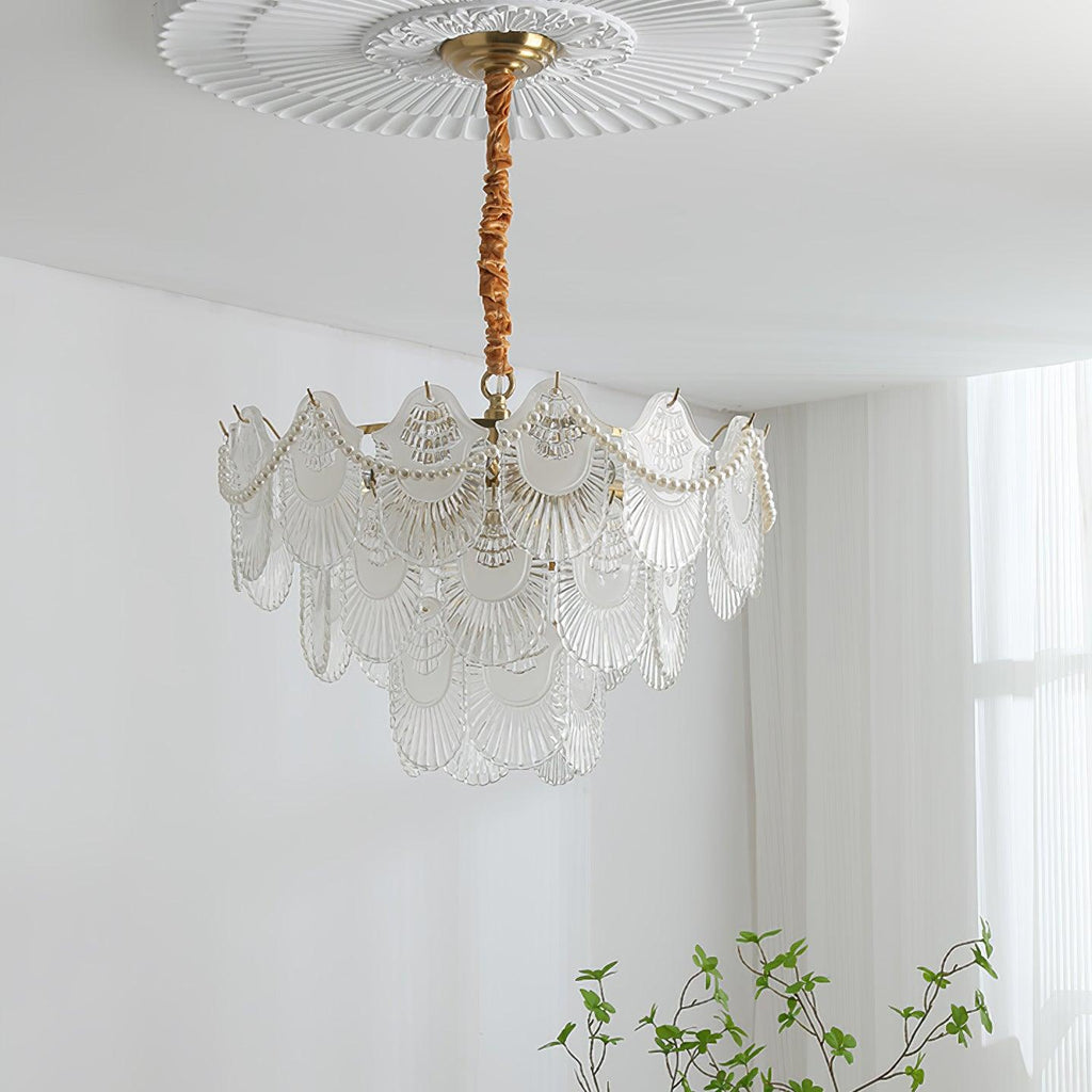 Lustra Chandelier Perle Verre Coquille - Neutralighting