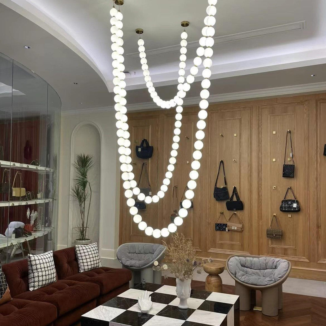 Icarara Lustre Verre Collier De Perles Moderne - Neutralighting
