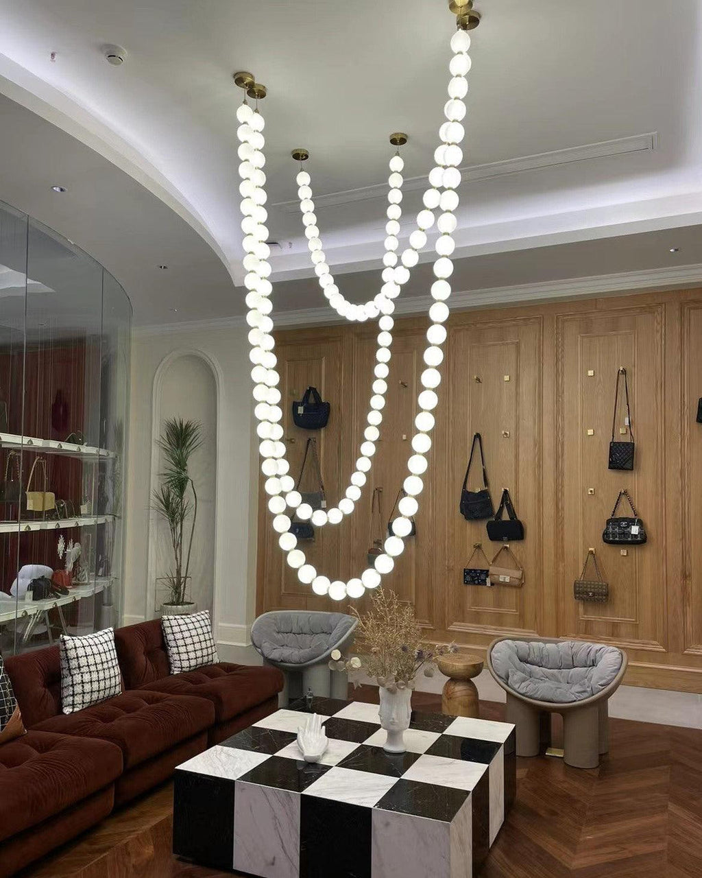 Icarara Lustre Verre Collier De Perles Moderne - Neutralighting