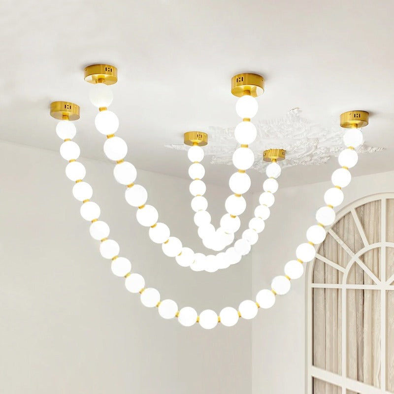 Icarara Lustre Verre Collier De Perles Moderne - Neutralighting