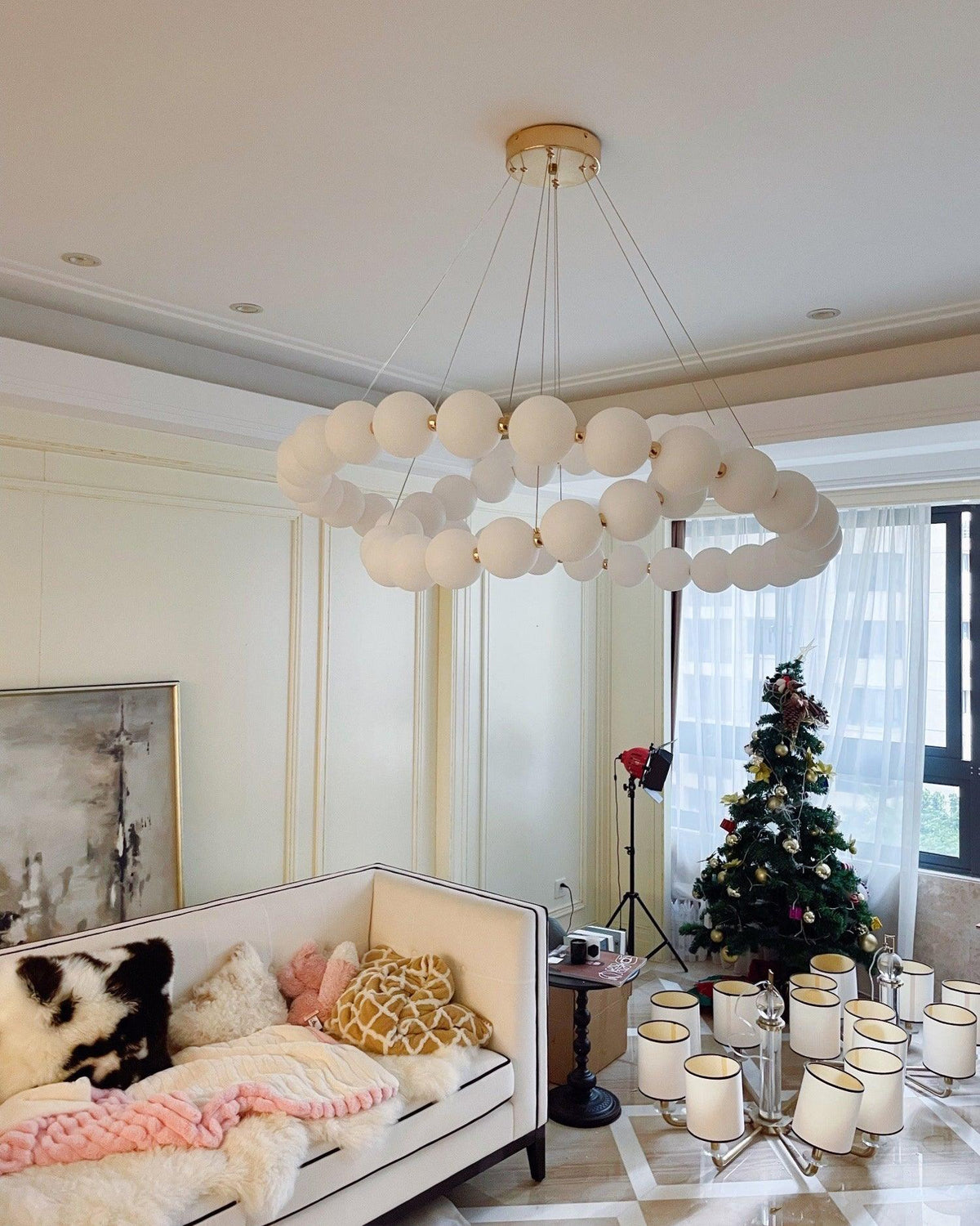 Petal Chandelier Collier de Perles Luxueux - Neutralighting