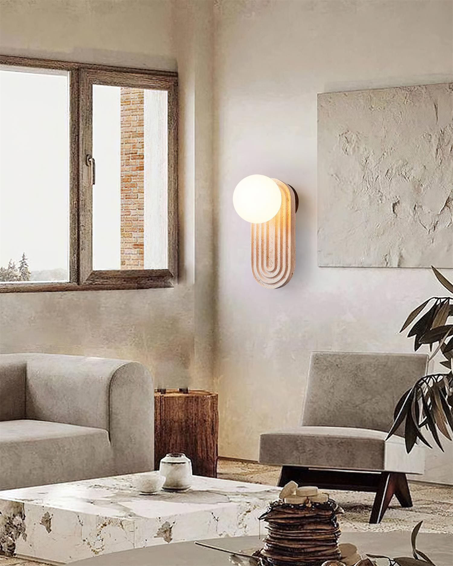 Pebivo Applique Murale Moderne en Travertin - Neutralighting