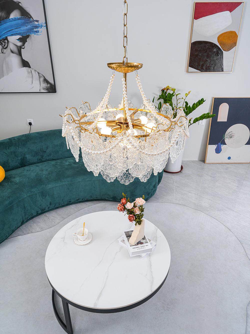 Lustra Chandelier en Perles et Verre Luxe - Neutralighting