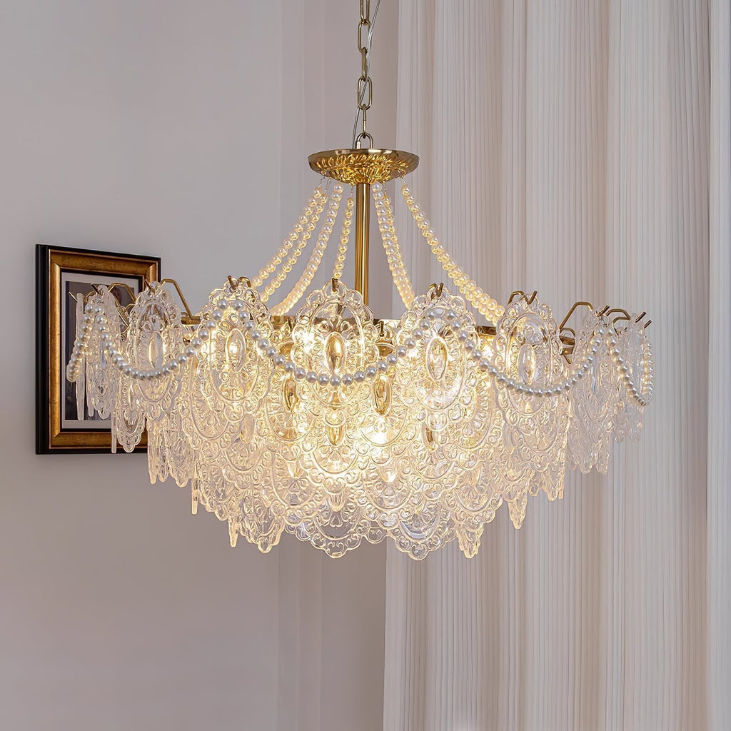 Lustra Chandelier en Perles et Verre Luxe - Neutralighting