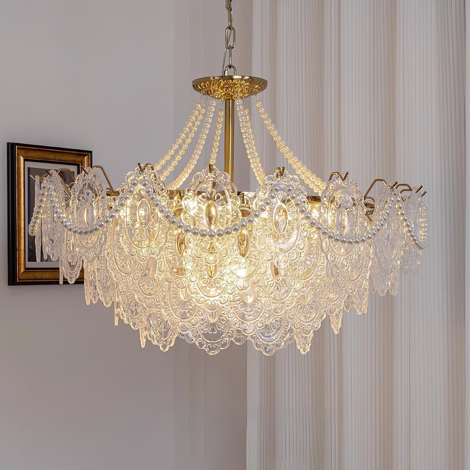 Lustra Chandelier en Perles et Verre Luxe - Neutralighting