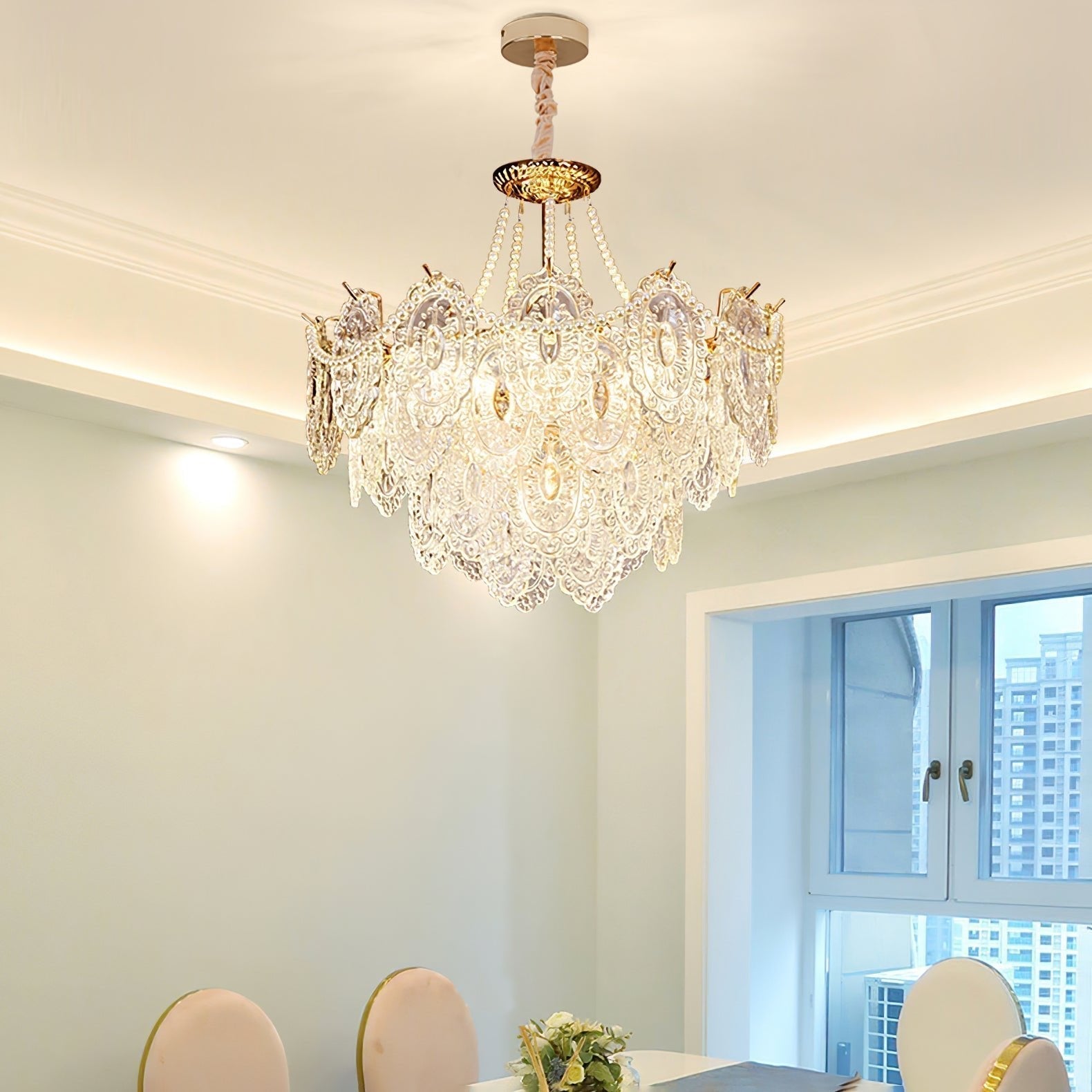 Lustra Chandelier en Perles et Verre Luxe - Neutralighting