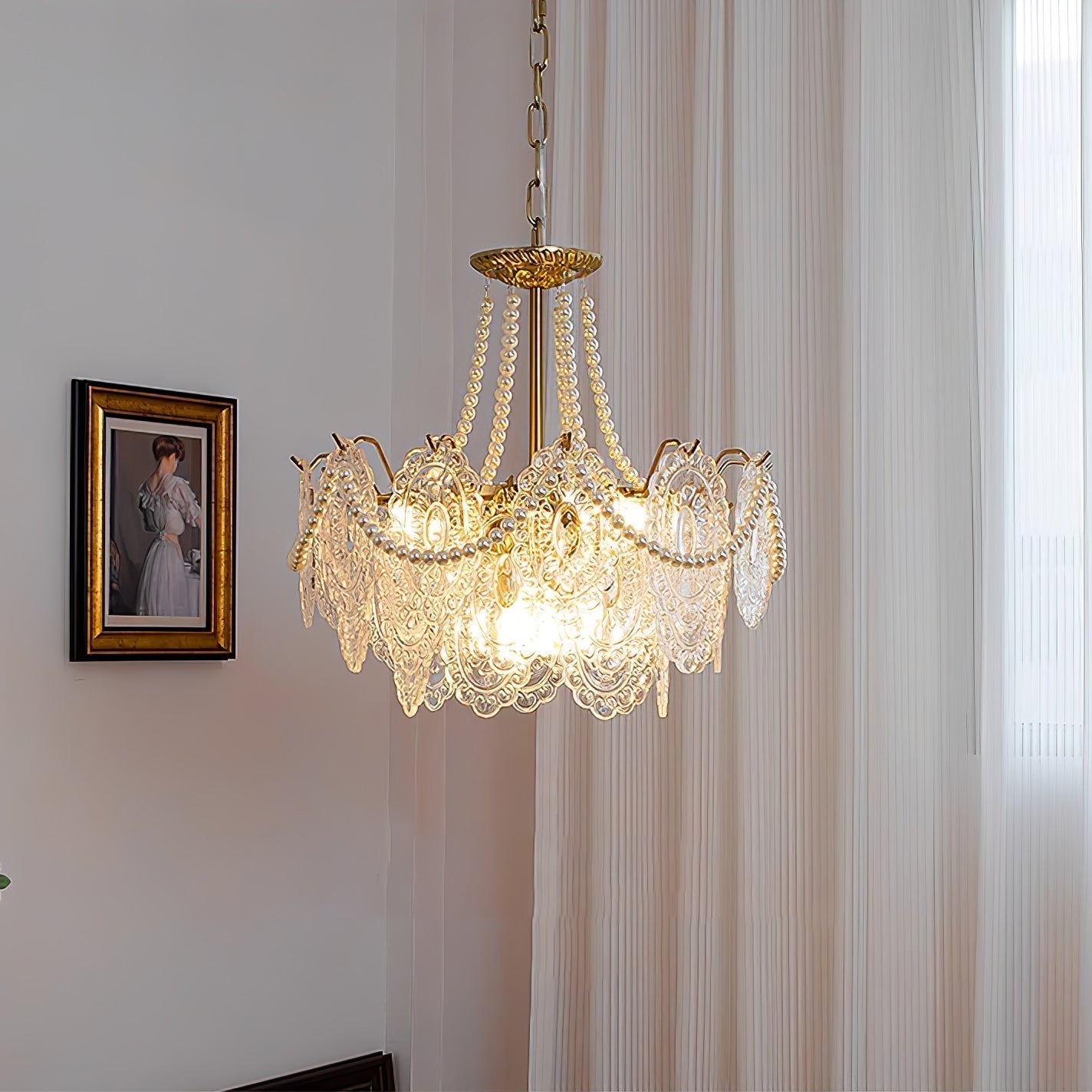 Lustra Chandelier en Perles et Verre Luxe - Neutralighting