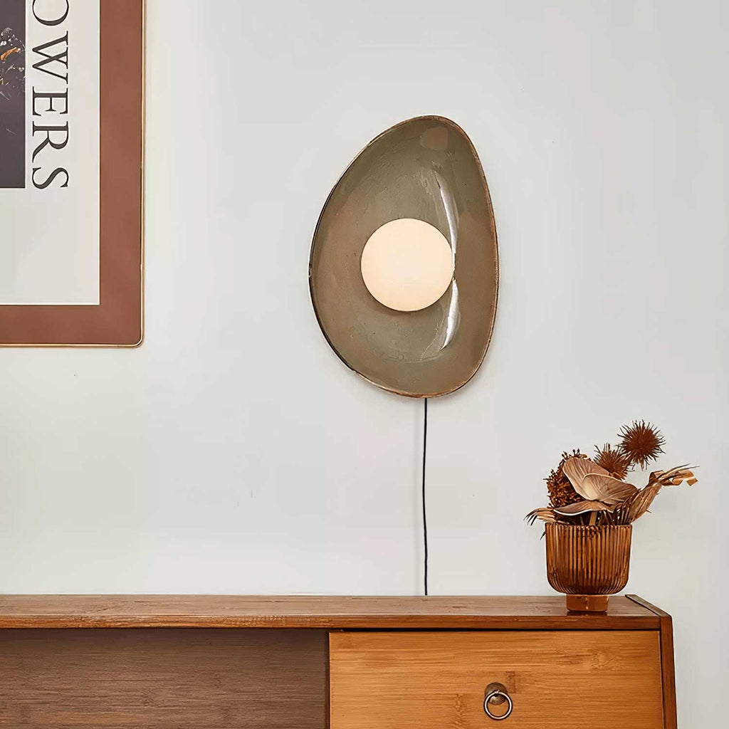 Nancy Pebble Disc Plug-in Ceramics Glass Wall Light - Neutralighting