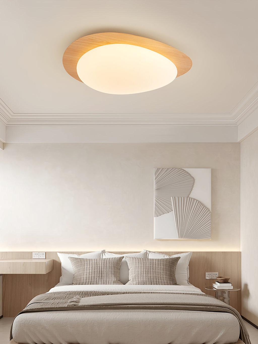 Solara Plafonnier Galet en Noyer Acrylique LED - Neutralighting