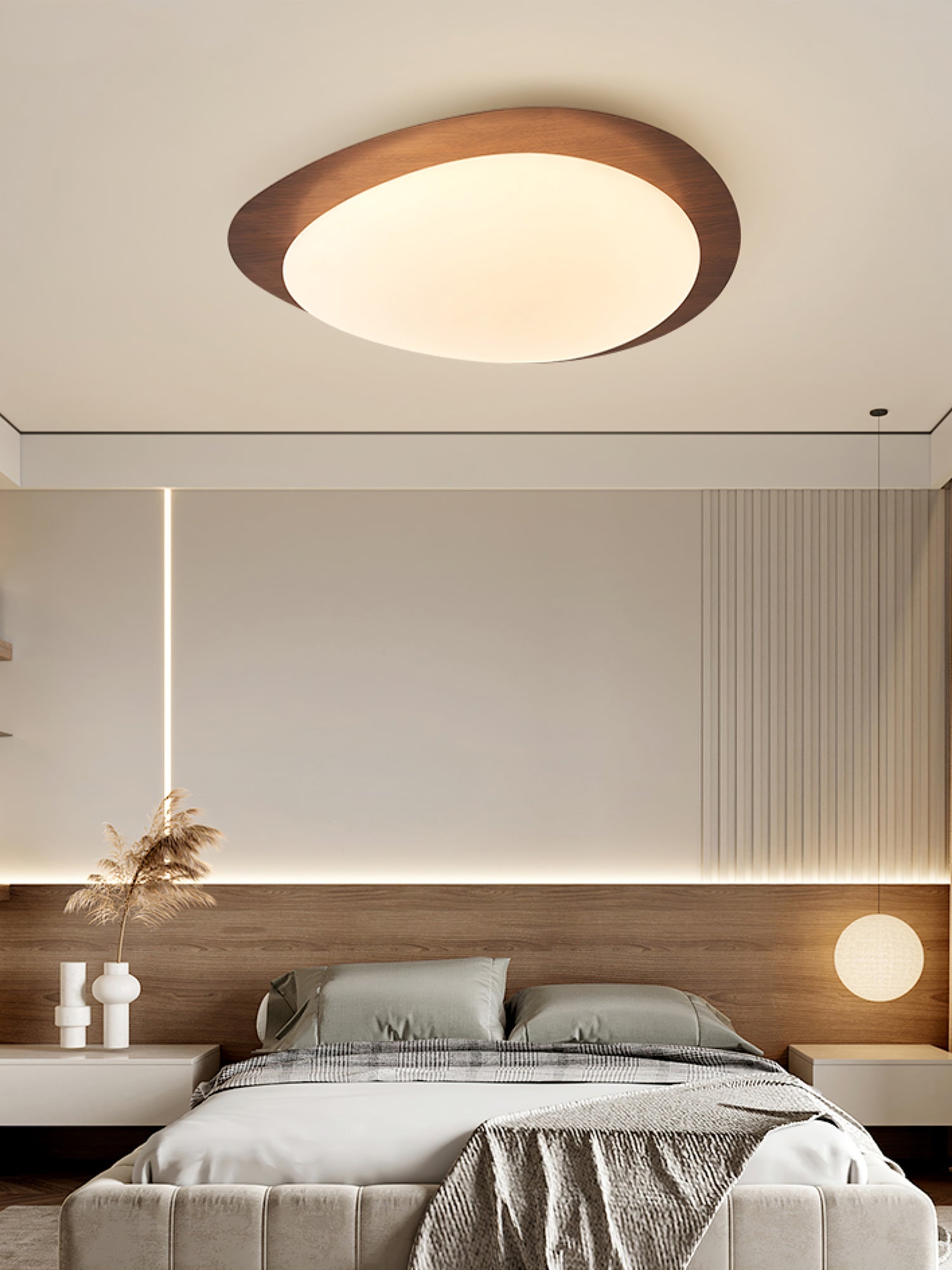Solara Plafonnier Galet en Noyer Acrylique LED - Neutralighting