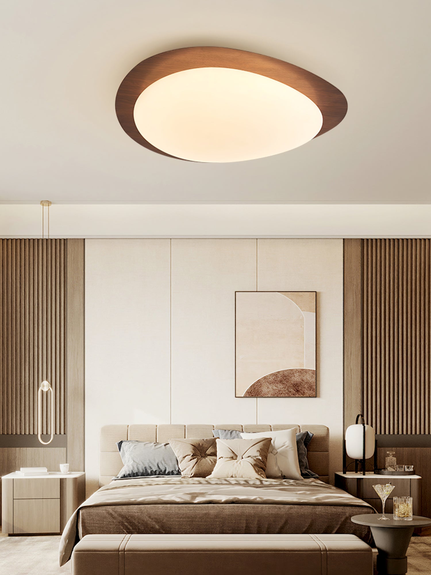 Solara Plafonnier Galet en Noyer Acrylique LED - Neutralighting
