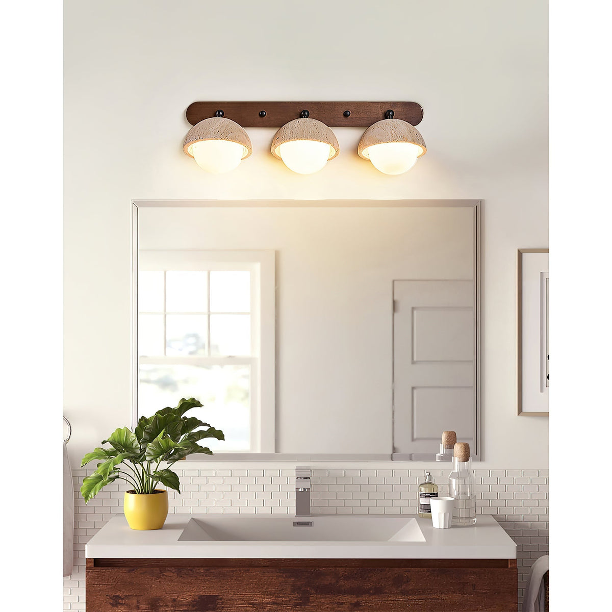 Vodora Applique Murale Moderne En Bois Et Travertin - Neutralighting