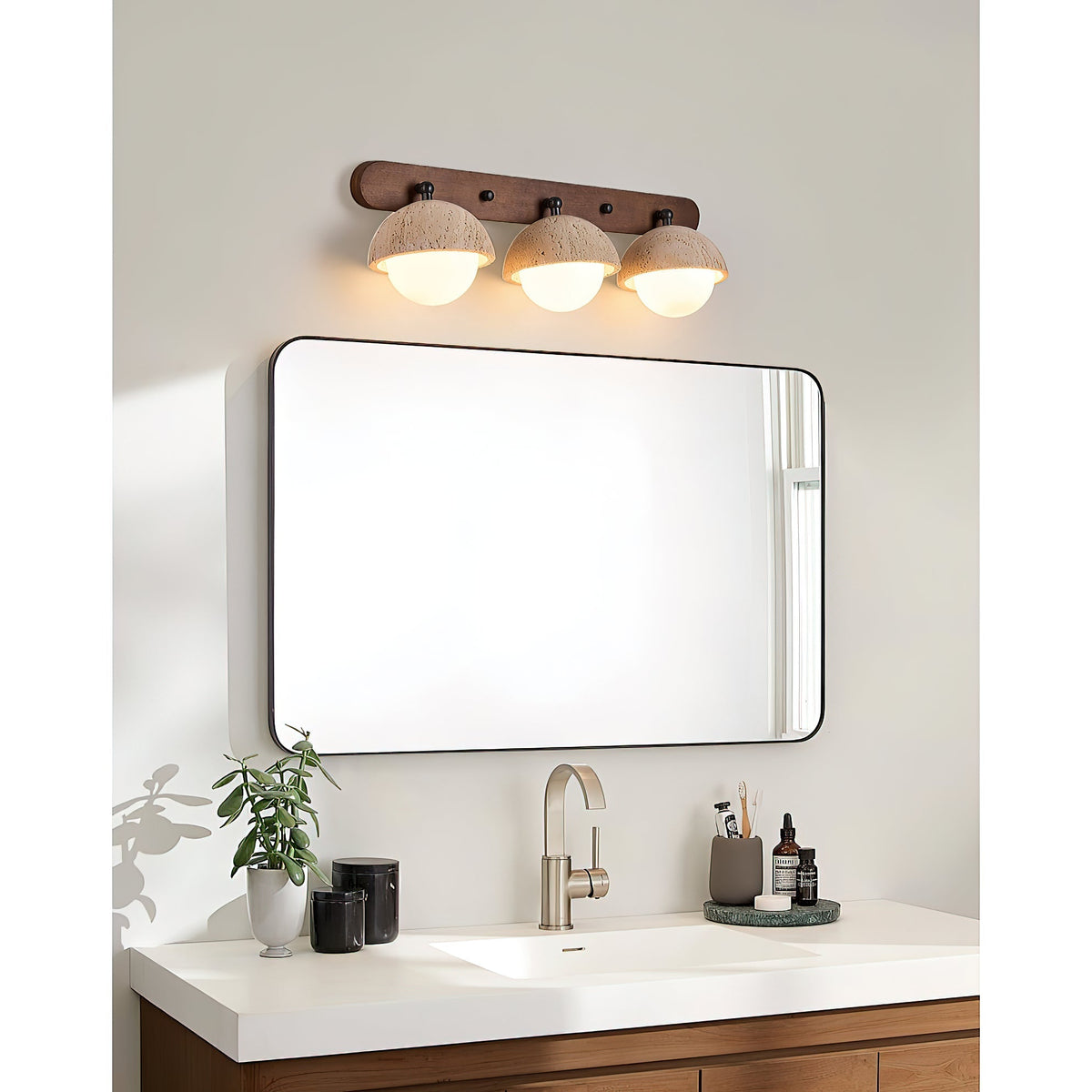 Vodora Applique Murale Moderne En Bois Et Travertin - Neutralighting