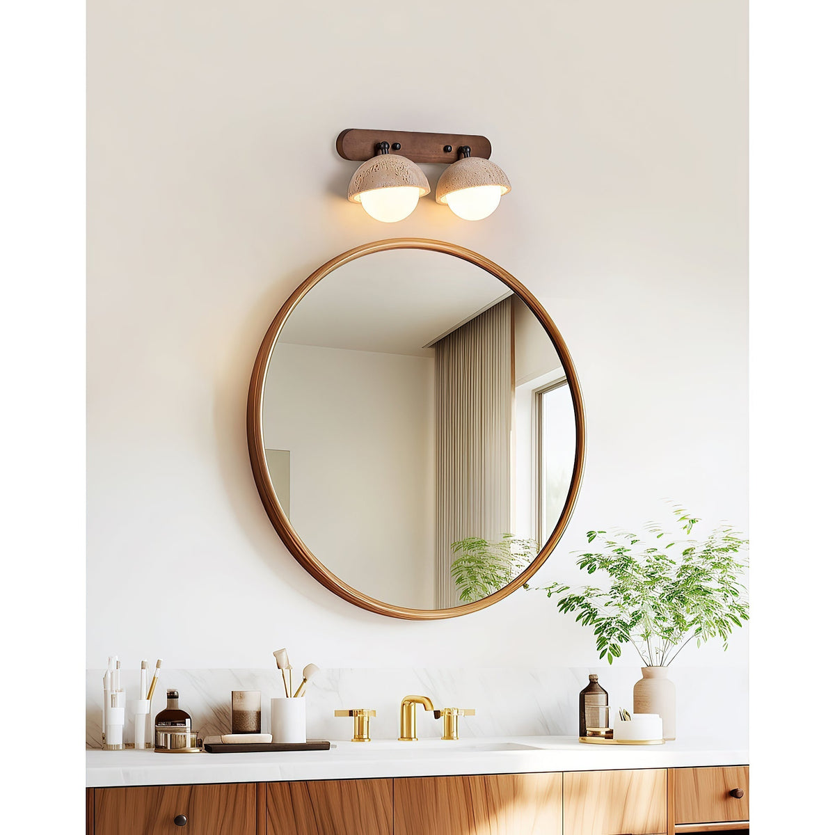 Vodora Applique Murale Moderne En Bois Et Travertin - Neutralighting